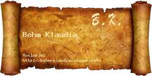 Behm Klaudia névjegykártya